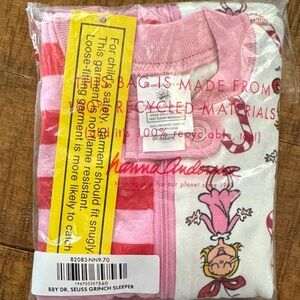Hanna Andersson Pink and White Grinch Kids Pajamas